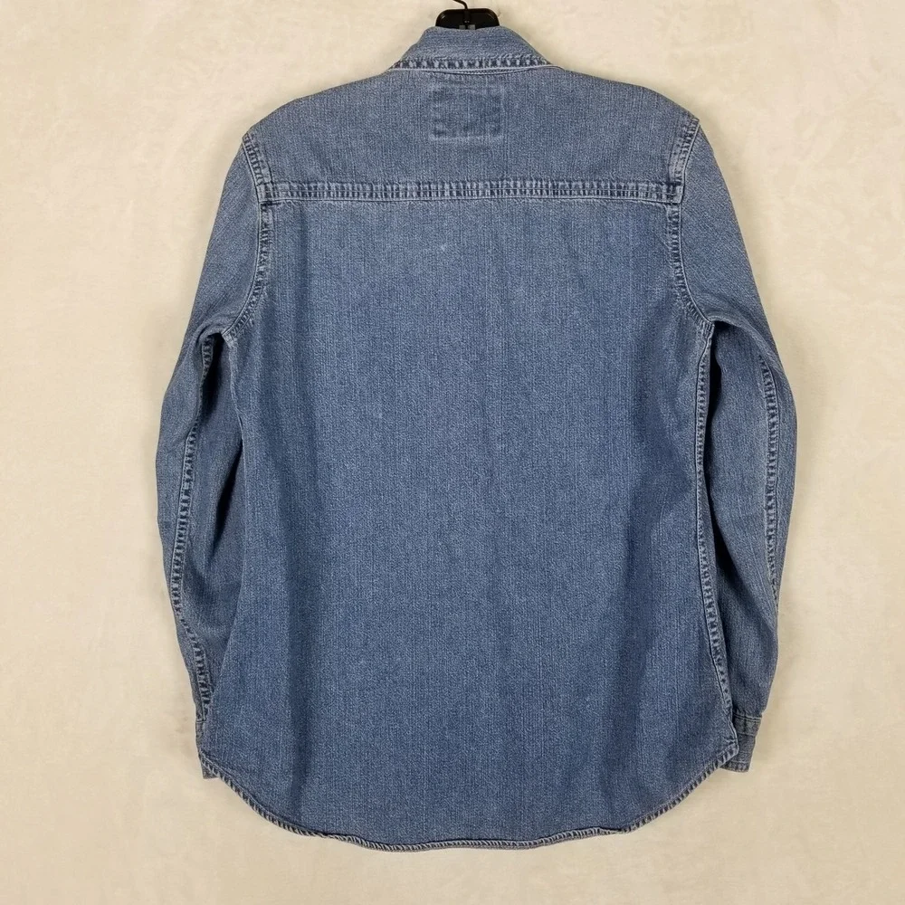 Levi's Denim Shirt Men Size M Blue Red Tab Western Long Sleeve Button Up 258s